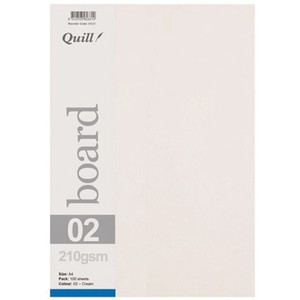 Quill Coloured Board 210gsm A4 - Cream, Pack of 100 (95331)