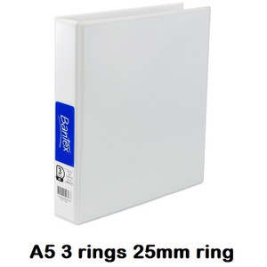 BANTEX INSERT BINDER A5 25mm 3D Ring White (2531-307)