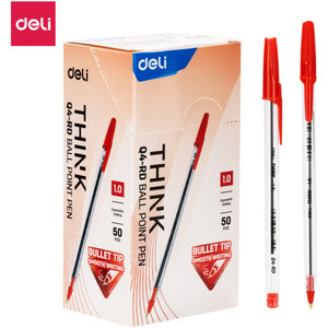 Deli Ballpoint Pen Medium 1.0mm Red Box of 50