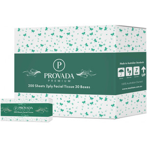 Provada Premium Facial Tissues 2 Ply 200 Sheets Carton of 30