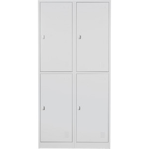 Metal Storage Locker 4 Door Bank of 2 Light Grey (Flat Packed)