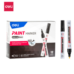 Deli Paint Marker Black (U500) Bullet Tip 2.0mm Pack of 12