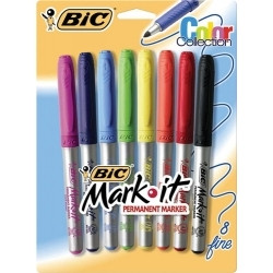 MARKER BIC MARK-IT PERMANENT MARKER FINE COLOR COLLECTION ASSORTED COLOURS PK8 *** While Stocks Last ***