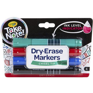 TAKE NOTE! FINELINE BULLET TIP WHITEBOARD MARKERS (BLACK,BLUE,RED,GREEN) Pack of 4