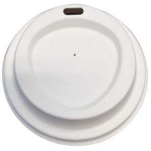 Lid Natural Fibre White Compostable for 90mm Coffee Cup (12oz / 16oz) Carton of 1000