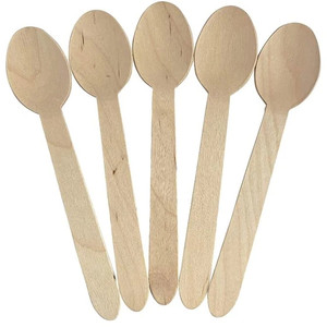 Disposable Wooden Dessert Spoons 100% All-Natural Eco-Friendly Biodegrade Pack of 100 (EC-WC0802) 160mm