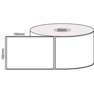 102MM X 150MM WHITE DIRECT THERMAL PERFORATED LABELS PERMANENT ADHESIVE 19mm Core - 300 Labels (3 Rolls of 100)