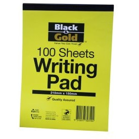 Black & Gold Writing Pad A5, 210 x 150mm, 100 Sheets, Each