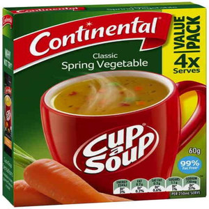 CONTINENTAL SPRING VEGETABLE CUP-A-SOUP 4 SERVES 60GM