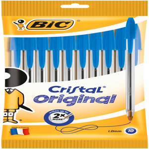 BIC CRISTAL PEN BLUE POUCH 10PK