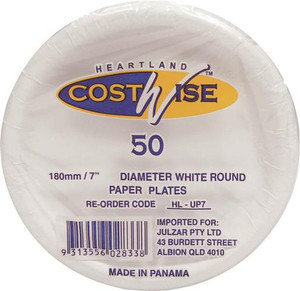 COSTWISE UNCOATED PAPER PLATES 180M (HL-UP7) 50S