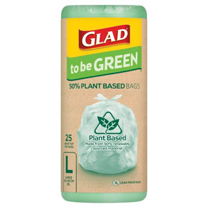 GLAD 50% PLANT BASED 50% BIO WAVE TOP KITCHEN TIDY BAGS 25S