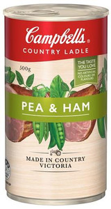 CAMPBELLS COUNTRY LADLE SOUP HOMESTYLE PEA AND HAM 500GM