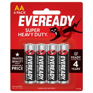 EVEREADY BLACK SUPER HEAVY DUTY AA BATTERY 4PK