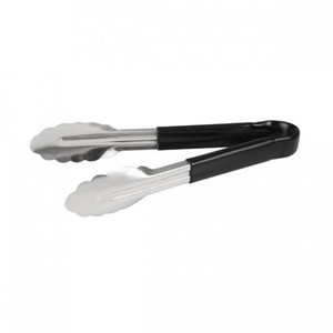 TRENTON STAINLESS STEEL TONGS WITH BLACK RUBBER HANDLE 230MM