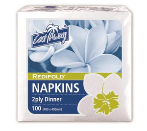 CAST AWAY NAPKIN 2PLY DINNER REDIFOLD WHITE (CA-NAPD2PWRF) 100S