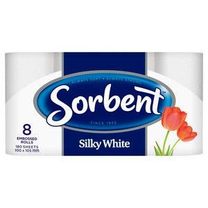 SORBENT GENTLE TOILET ROLL 2PLY 8PK