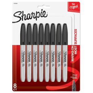 SHARPIE FINE TIP 1.0MM BLACK 8PK