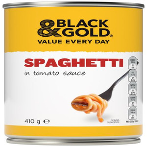 BLACK & GOLD TOMATO SAUCE SPAGHETTI 410GM (Carton of 12)
