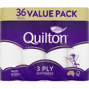 QUILTON QUILTON WHITE 36 PACK TOILET TISSUE 36PK