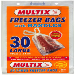 MULTIX LARGE FREEZER BAGS WITH HANDLES 30S (Carton of 12)