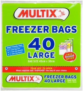 MULTIX TEAROFF LARGE FREEZER BAGS 40S (Carton of 20)