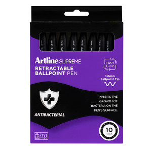ARTLINE SUPREME RETRACTABLE BALLPOINT PEN R/BPP 1.0MM BLACK PK10