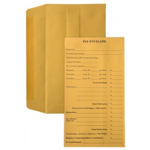 ENVELOPE PRINTED PAY ENVELOPE GOLD 90X165MM BOX OF 500