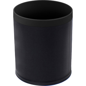 Compass Round Leatherette Bin With Liner 10 Litres Black Rim Black Base