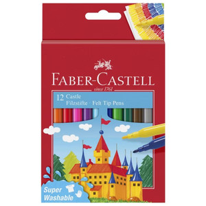 Faber-Castell Castle Felt Tip Colour Markers Assorted, Pack of 12 (Replaces 50-155112)