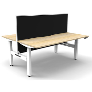 Rapidline BOOST+ Back To Back Workstation + Screen 2 Person 1800mmW Oak/White