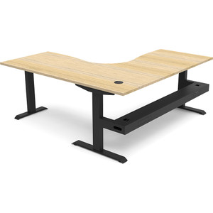 Rapidline Boost Static Corner Workstation + Tray 1500/1500W x 750D x 730mmH Oak/Black