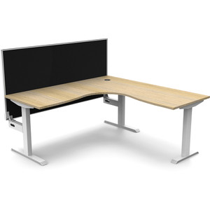 Rapidline Boost Static Corner Workstation+Screen 1500/1500W x 750D x 1330mmH Oak/White