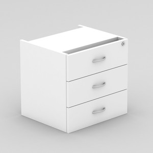 OM Fixed Pedestal 3 Drawer 464W x 400D x 450mmH All White