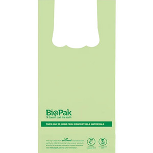 BioPak Compostable Bin Liners With Handle 8 Litres Green Pack Of 100