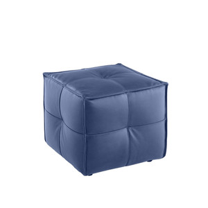 K2 Marbella Cube Square Ottoman Blue PU Leather