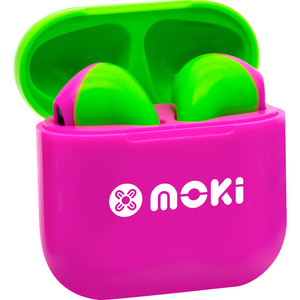 Moki MokiPods Volume Limited True Wireless Stereo Kids Mini Earphones Pink and Green