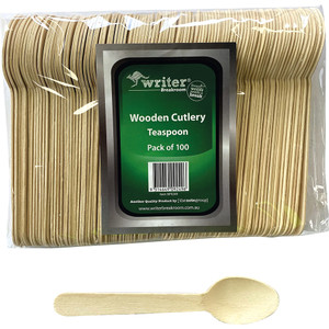Writer Breakroom Eco Wooden Cutlery Teaspoon 140mm Pack Of 100