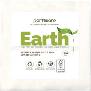 Writer Breakroom Earth Eco Lunch Napkin 1 Ply 300 x 300mm White 100 Sheets