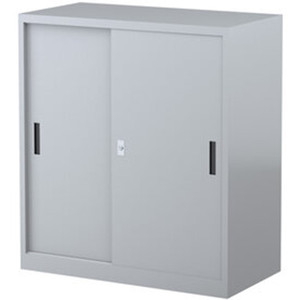 Steelco Sliding Door Cabinet 2 Shelves 914W x 465D x 1015mmH Graphite Ripple