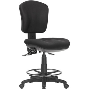 Aqua Low Back Drafting Chair 3 Lever 560-730mmH Black Fabric