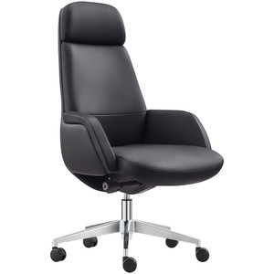 Captain High Back Executive Chair With Arms Leather Black