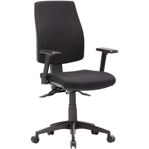 Click High Back Task Chair 3 Lever Square Seat With Arms Black Fabric