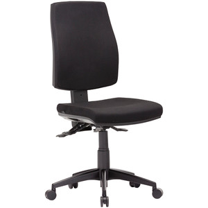 Click High Back Task Chair 3 Lever Square Seat No Arms Black Fabric