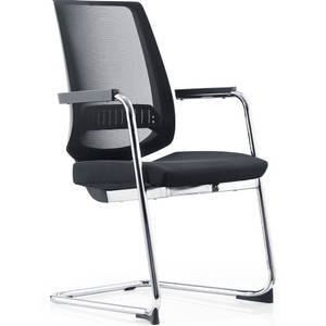 Evita Cantilever Visitor Chair With Arms Mesh Back Black Fabric Seat