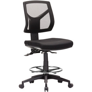 Expo Low Back Drafting Chair 3 Lever 670-840mmH Mesh Back Black Fabric Square Seat