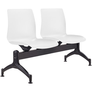 Pod 2 User Beam Seater Black Metal Frame And White Plastic Seat
