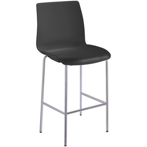 Pod 4 Leg Stool Chrome Frame Black Plastic Seat