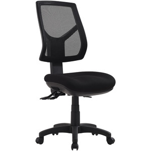 Rio High Back Task Chair 3 Lever No Arms Mesh Back Black Fabric Seat