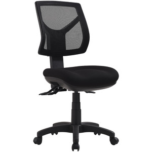 Rio Low Back Task Chair 3 Lever No Arms Mesh Back Black Fabric Seat